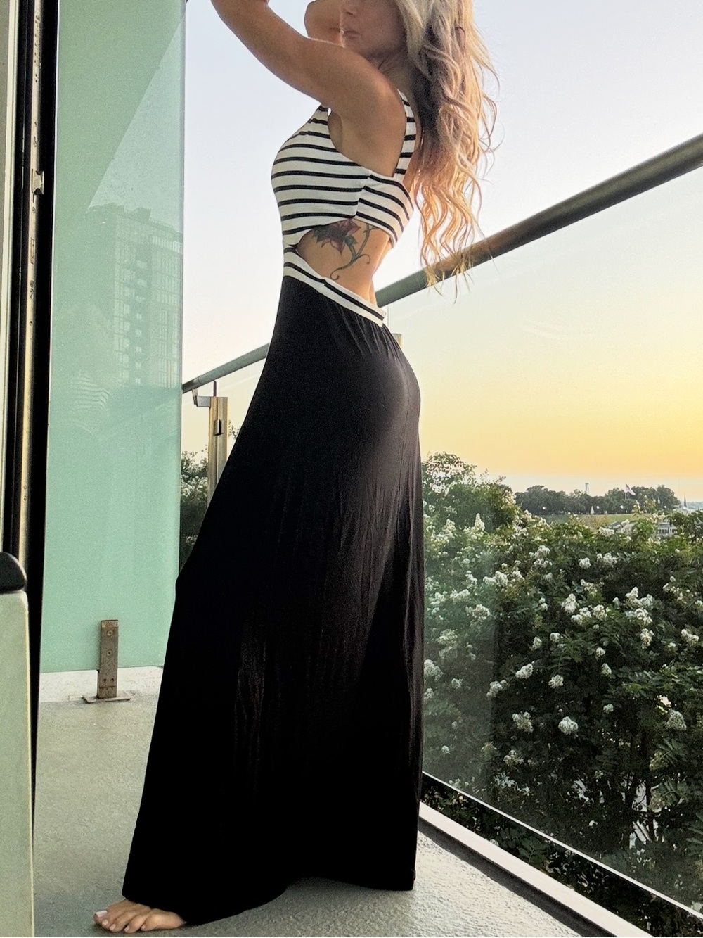 Venus cut out long Maxi dress - Comfortable Everyday cotton summer Small